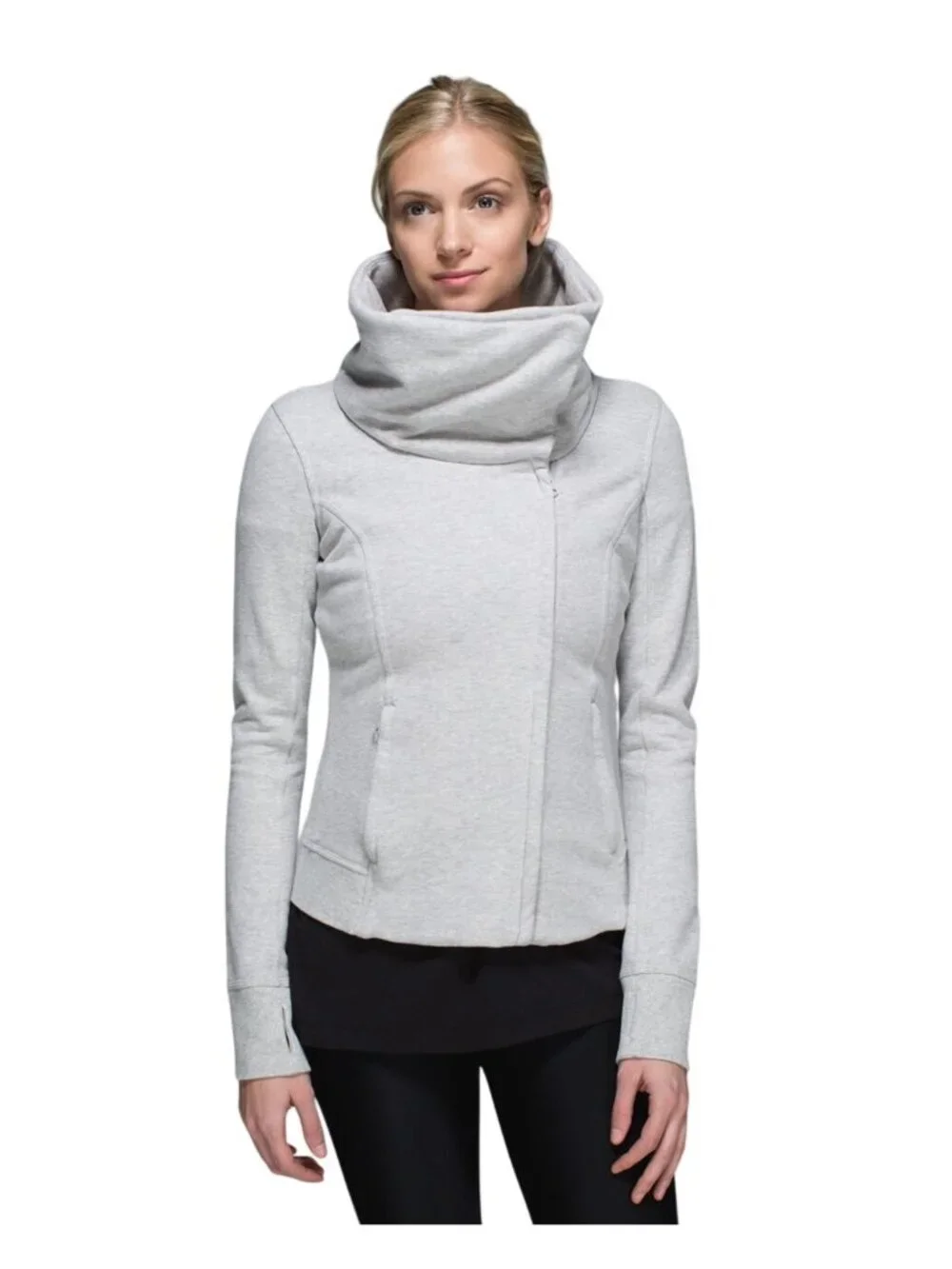 Lululemon Karmacollected Jacket Heathered Light Gray Size 10 Athleisure Workout